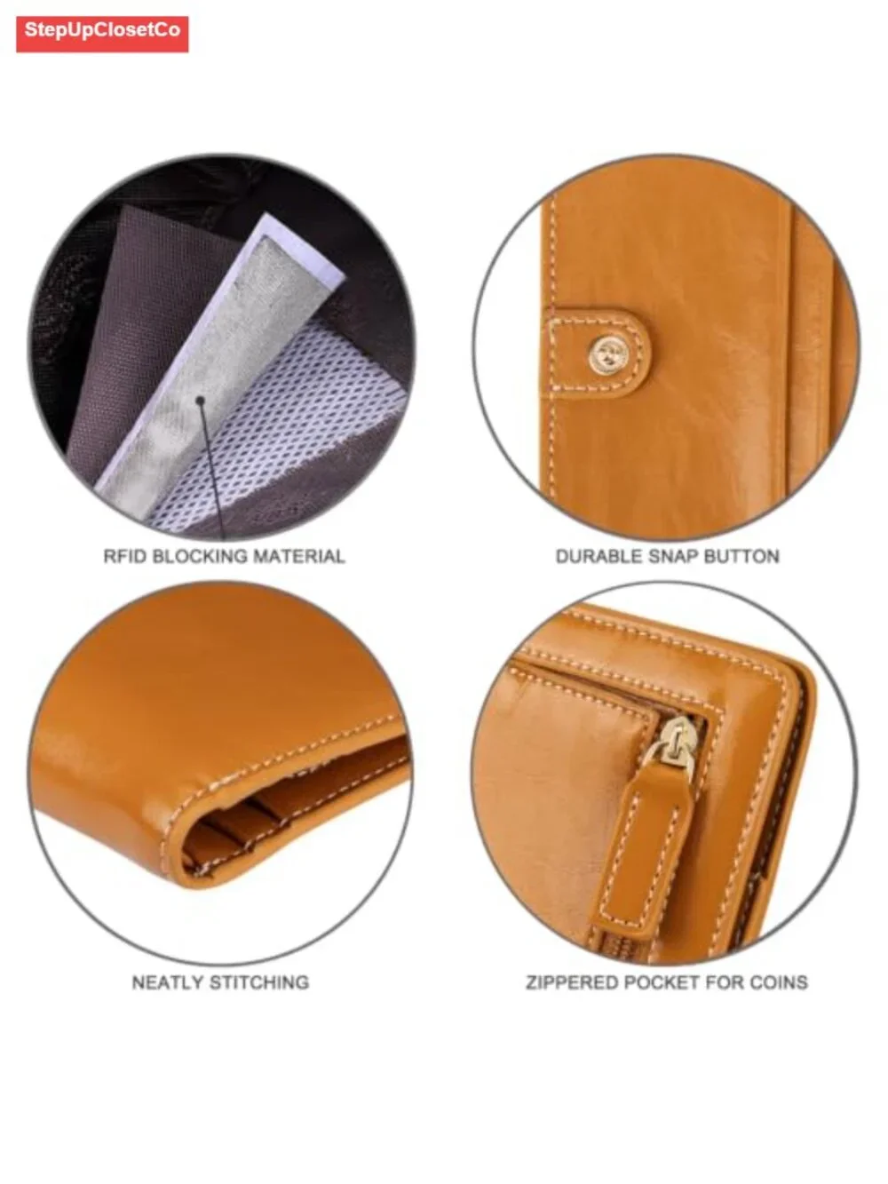 RFID Blocking Small Bifold Leather Wallet with ID Window
